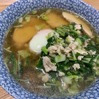 水菜と鶏ひき肉入りしょうゆラーメン